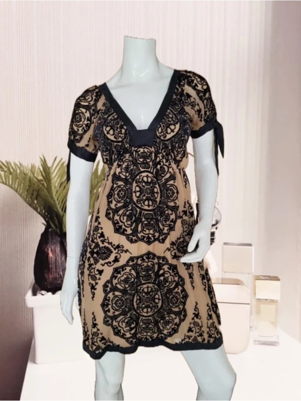Hale Bob Floral Midi Dress Women L Boho Resort Flowy